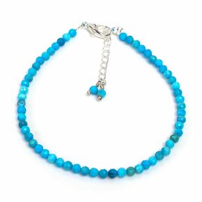 Real Turquoise Crystals Bracelet, 3mm Best Grade Micro Cut Beads, Chakra Healing Gemstone, Beautiful Simple Jewelry, Silver Plated Jewelry 8 inch