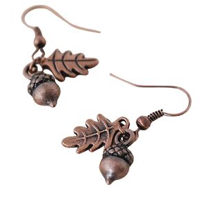 Copper Acorn Earrings - Cute Fall Acorn Charm Earrings