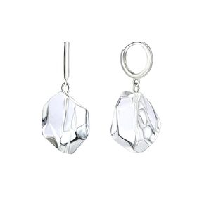 Women's Tapered Genuine Natural Clear Quartz Handmade Sterling Silver Fashion Earrings. Clear Crystal Healing Crystal Earrings