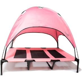 Midlee Pink Dog Cot Bed with Canopy (X-Large)- 36" x 48"