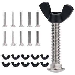 Pet Carrier Metal Fasteners, 10pcs M6 Stainless Steel Replacement Bolts and 10pcs Plastic Butterfly Nuts for Repairing Pet Boxes Pet Carrier Replacement Parts Dog Kennel Hardware Kit