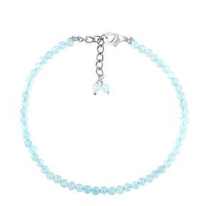 Natural Real Aquamarine Crystals Bracelet, 3mm Best Grade Micro Cut Beads, Chakra Healing Gemstone, Beautiful Simple Jewelry, Silver Plated Jewelry 7+1 inch