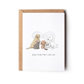 Get Well Soon Card, Funny Surgery Recovery Card, Dog Cone of Shame Card (Handmade, Premium Quality)
