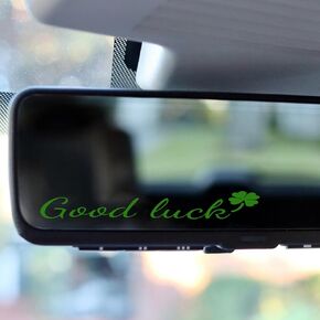 3x Good Luck Clover Rearview Mirror Decal,St. Patrick's Day Decorations,Girl Car Decal,Car Window Decal,Shamrocks Ornament,Vinyl Tumbler Decal,Water Bottle Stickers,Self Affirmations Decal (White)