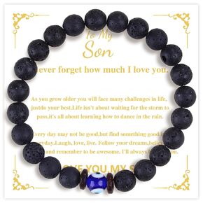 Graduation Teens Boys Gift Ideas Teenage Boys Gifts for Son 14 16 18 20 Year Old Birthday Gift Cool Unique Beaded Bracelets Christmas Valentines Gift Men (8 Inches, Evil eye)