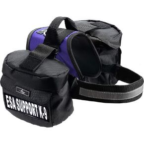ESA Emotional Support Dog Harness with Removable Saddle Bag Backpack Carrier Traveling Carrying Bag. 2 ESA SUPPORT K-9 Removable Patches. Please Measure Dog Before Ordering. Made by Doggie Stylz