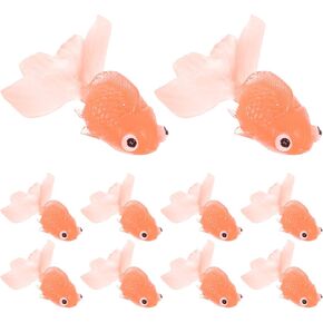 Kisangel Floating Fish 10pcs Miniature Goldfish Artificial Swimming Goldfish Rubber Goldfish Model Fish Emulation for Aquarium Fish Tank Plastic Fish
