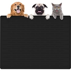 Largest Dog Food Mat, 39.5"x29.5" Silicone Dog and Cat Mat for Food and Water Bowls, Thinken Waterproof Non-Slip XXXL Pet Feeding Mat for Floors (Dark Gray)