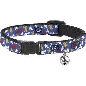 Cat Collar Breakaway Donald Duck Face Poses Scattered Blue White Red Yellow 8 to 12 Inches 0.5 Inch Wide