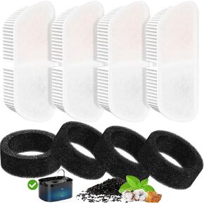 Cat Water Fountain Filters for 84oz/2.5L Petilog Pet Water Dispenser Fountain (8 Filters& 8Sponges)