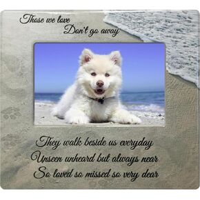 BANBERRY DESIGNS Pet Memorial Picture Frame - Those We Love Don't Go Away They Walk Beside Us Everyday - 4" X 6" Picture in Loving Memory of Dog or Cat