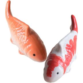 Milisten 2Pcs Ceramic Fish Aquarium Floating Fish Small Koi Fish Figurines Realistic Artificial Fish for Fairy Garden Pond Fish Tank Decorations