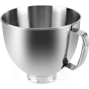 TOMOON Kitchen Mixer Replacement Bowl for Kitchen Aid 4.5-5 Quart Tilt-Head Stand Mixer Stainless Steel with Handle - Compatible with K45SS KSM75 KSM150 KSM152 KSM165 KSM100 KSM95