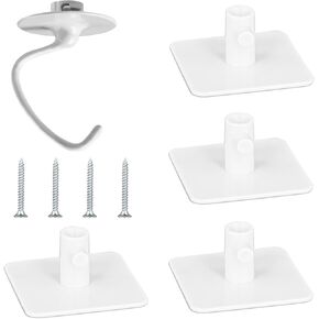 4pcs Stand Mixer Attachment Holder, White Mixer Attachments Organizer Universal Stand Mixer Mount Accessories Storage Tools Compatible with Flex Edge Beater, Flat Beater, with Screws