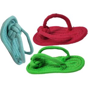 Dog Chew Toy Slipper Shoe Flip Flops Shape Great for Teething Puppies Molar Teeth Cleaning Toy Chew Activity Toy Cotton Rope Material ( 3 Pack) Cotton, Cotton Rope
