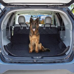 PETMAKER Cargo Liner Dog Seat Cover- Quilted Waterproof All Weather Non-Slip Pet Travel Mat with Side Coverage and Bumper Flap Protector for SUVs, Black