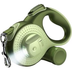 Best Dog Supplies 4-in-1 Anti Pull Retractable Dog Leash 26ft/8Meter Long with Flashlight and Poop Bag Dispenser for Medium Large Dogs - Green