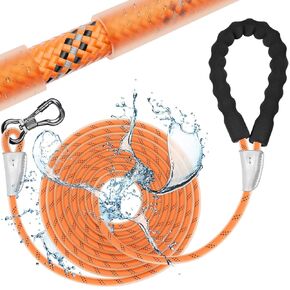 X XBEN Waterproof Dog Leash, Long Training Dog Rope with Reflective Area, Heavy Duty Leashes for Small Medium Large Dogs Beach Lake Hiking, 20FT Blue Swivel Lockable Hook & Soft Padded Handle
