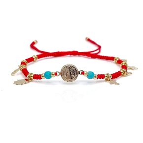 St Benedict Medal Adjustable Bracelet for Women Red String Pulsera San Benito