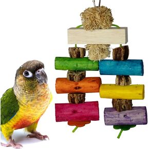 Super Bird Creations SB1179 Sola Surprise Bird Toy - Wooden Bird Toy for Ringnecks, Medium Conures, Quakers - Crafted for Medium-Sized Birds - Ideal for Preening and Chewing Behavior - 9" x 6"