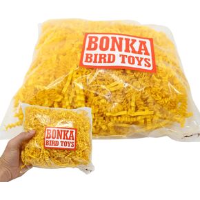 Bonka Bird Toys Colored Crinkle Shred Paper Chew Forage Nesting Natural Multi-Use Craft Part Projects Cockatiels Parakeets Conures Amazons and Other Similar Birds (Yellow)