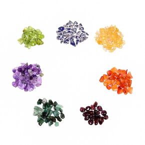 7 Chakra Pack - Raw Emerald, Carnelian, Garnet, Citrine, Peridot, Amethyst, Moonstone Chips Nuggets Beads Gemstone, Natural Crystals, Healing Wholesale Bulk Lot Jewelry Making