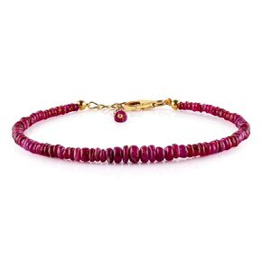 Love & Peace Crystals Bracelet - Burmese Ruby, Natural Gemstone Handmade Beaded Jewelry for Women, July Birthstone, Energy Healing Crystals, 14K Gold Plated 925 Sterling Silver Chain 8 inch