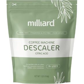 Milliard Descaler Powder - Coffee & Espresso Machine Descaling Cleaning Solution For Use With Keurig, Breville, Nespresso, Delonghi & More (1 lb, 9 Uses)