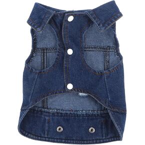 TEHAUX Dog Jeans Jacket, Cool Blue Denim Coat for Small Medium Dogs Pet Vests Dog Denim Jacket Puppy Jacket Cute Dog Apparel Accessories for Dogs Cats Boys Girls Pet - Size XS