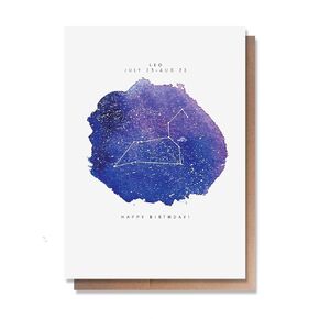 Wunderkid Leo Zodiac Sign Birthday Card, July 23 - Aug 22nd (Blank inside)