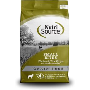 NutriSource Grain-Free Dog Food, Small Bites, Made with Chicken and Peas, 5LB, Dry Dog Food
