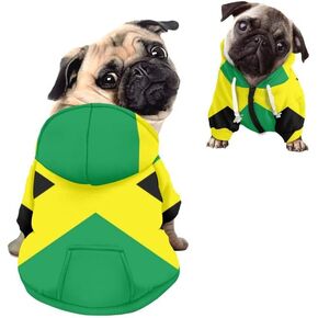 Jamaica Flag Jamaican Dog Coat Green Yellow Black Dog Hoodie Spring Fall Coat Sweatshirt Dog Clothes Tracksuits for Cat Puppy Small Medium Large Dog - S