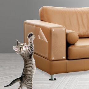 12PCS Furniture Protectors from Cats,Clear Self-Adhesive Anti Cat Scratch Deterrent w/Twist Pins,Couch Protector for Cats,Cat Sofa Protector,Strong,Cat Deterrent Accessories,forFurniture,Door,Walls