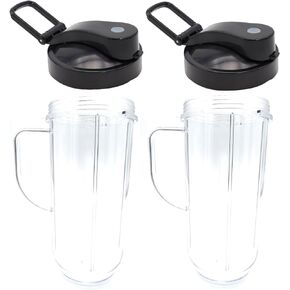 كوب بديل Blendin مع غطاء علوي قابل للطي - ملحقات وعاء الخلاط المتوافقة مع خلاط Magic Bullet Blender MB-1001، MB-1001B، MBR-1101، MBR-1701، MBR-1702، MBR-0301-22.5oz أكواب (عبوتان) in Kuwait