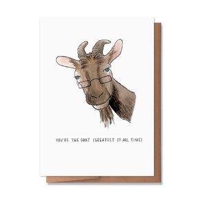 Wunderkid Funny You're the Goat Card, Greatest of All Time Graduation or Happy Birthday (1 Single Card, Blank inside)