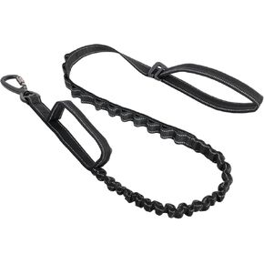 reflective dog leash Thickened all-nylon large leash, 51 "to 37" adjustable leash, quick release leash, Shock absorbing dog leash, 2 handle leash, bungee dog leash, elastic dog leash