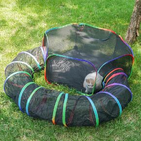Portable Cat Enclosure - Foldable Outdoor Cat Tent,Enclosed Playpen Tunnel Playground for Cat Run,Outdoor Enclosure Portable Cage for Cats,Small Dogs,Rabbit and Other Small Animals