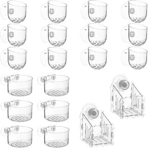 Aquatic Plant Cups with Hole -20 Pcs Transparent Aquarium Plant Holder,Acrylic Aquatic Plant Pot with Suction Cups,Fish Tank Plant Holder,Aquarium Decoration 3 Shapes in Saudi Arabia