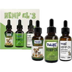 | Natural Hemp Oil for Dogs and Cats | Pack x3 | Natural,Beef and Chicken Flavor |5000 MG |Omega 3 6 9| Vitamins A/B/D/E | Relieves Anxiety and Stress in Pets | Relieves Hip and Joint Pain