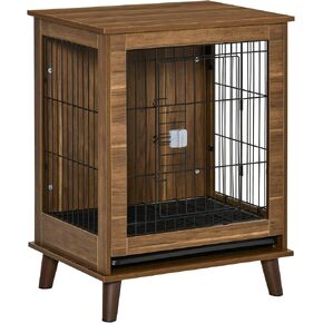 PawHut Dog Crate Furniture End Table Pet Kennel مع أبواب قابلة للقفل، للكلاب الصغيرة في الداخل، بني in Kuwait