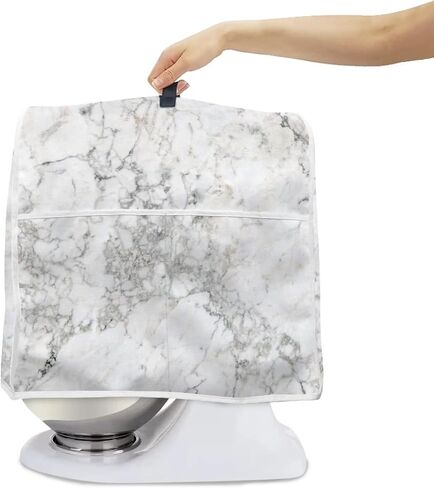 Stand Mixer Cover Compatible with Kitchen Aid Mixer, White Marble Print Kitchen Appliance Dustproof Covers with Pockets, Fits All Tilt Head & Bowl Lift Models Mixers in Saudi Arabia