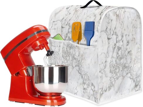 Stand Mixer Cover Compatible with Kitchen Aid Mixer, White Marble Print Kitchen Appliance Dustproof Covers with Pockets, Fits All Tilt Head & Bowl Lift Models Mixers in Saudi Arabia