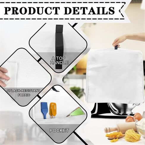 Stand Mixer Cover Compatible with Kitchen Aid Mixer, White Marble Print Kitchen Appliance Dustproof Covers with Pockets, Fits All Tilt Head & Bowl Lift Models Mixers in Saudi Arabia
