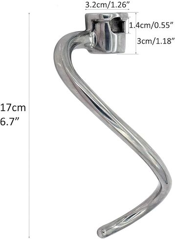 استبدال خطاف العجين الحلزوني لخلاط حامل رأس مائل سعة 4.5-5 لتر من Kitchenaid، خطاف عجين من الفولاذ المقاوم للصدأ للنماذج KSM7990، KSM8990، KSM7586P in Kuwait