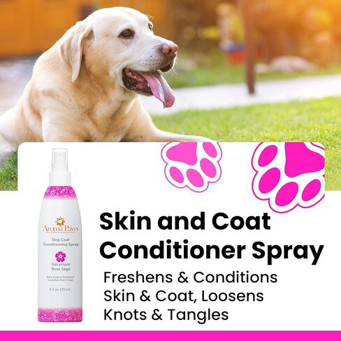 Dog Coat Conditioning Spray - Pet-Friendly Detangler Spray with Natural Essential Oils for Dogs - Daily Dog Spray to Eliminate Odors and Knots - Geranium Sage 4.5 oz. in Kuwait