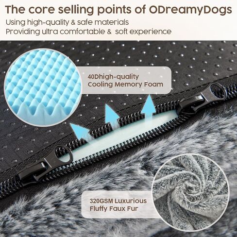 Human Dog Bed for Adult - Human Size Dog Bed for People with 320 GSM Luxurious Fluffy Faux Fur Cover, Giant Dog Bed for Humans Bean Bag Bed with 40D Orthopedic Memory Foam, (Large, Black) in Saudi Arabia