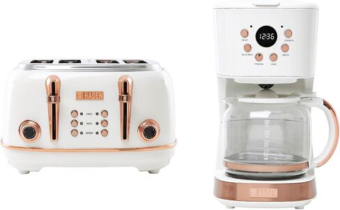 Haden Heritage 4 Slice Wide Slot Toaster with Heritage 12 Cup Programmable Home Coffee Maker for Kitchen, Home, and Small Appliances in Saudi Arabia