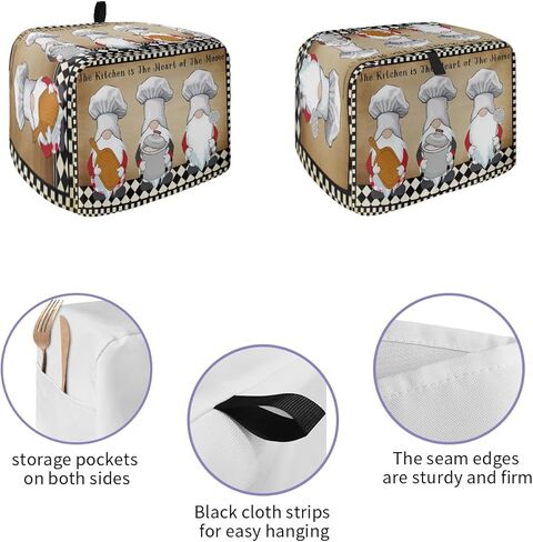 Toaster Dust Cover for Kitchen 4 Slice, The Chef Gnome Kitchen Retro Black Buffalo Plaid Bread Maker Covers Toasters for Fingerprint Protector Washable Small Appliance Covers Accessories (12x11x8in) in Kuwait