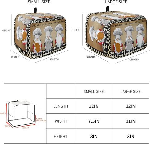 Toaster Dust Cover for Kitchen 4 Slice, The Chef Gnome Kitchen Retro Black Buffalo Plaid Bread Maker Covers Toasters for Fingerprint Protector Washable Small Appliance Covers Accessories (12x11x8in) in Kuwait