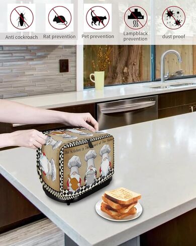 Toaster Dust Cover for Kitchen 4 Slice, The Chef Gnome Kitchen Retro Black Buffalo Plaid Bread Maker Covers Toasters for Fingerprint Protector Washable Small Appliance Covers Accessories (12x11x8in) in Kuwait